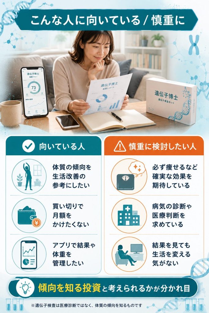 遺伝子博士が向いている人と慎重に検討したい人を整理した図解