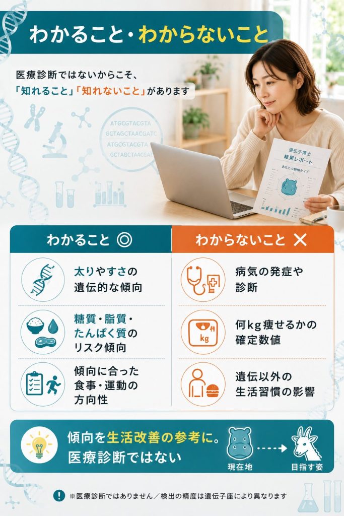 動物タイプ診断でわかること・わからないことを対比で整理した図解